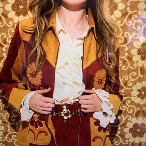 Hippie Shake Honey High Hi Corduroy Flower Jacket size Xl